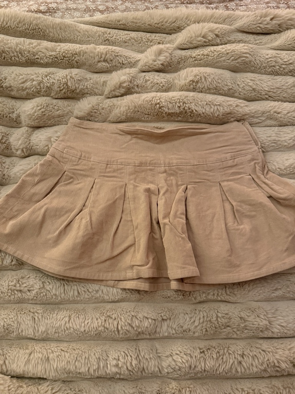 American Eagle Outfitters Beige Corduroy Pleated Mini Skort